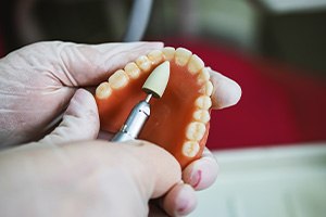 Lab tech carving dentures