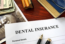 Dental insurance form on a table